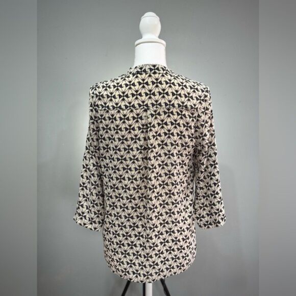 SALE! Cream Mi Ami Diamond Patterned Blouse Size S VGUC - Picture 2 of 7